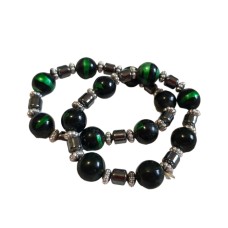 2 piece Green Beaded Bracelet