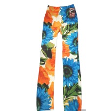 Loud Printed  Free Size Leggings - Blue and Orange Floral