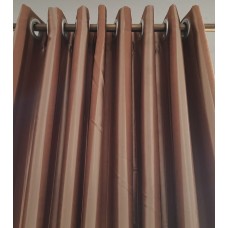 Ready-Made Eyelet Curtains 250 x 250 Gold and Brown Stripes