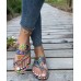 Flat Sandals - Floral Pattern Multi-Color