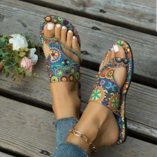 Flat Sandals - Floral Pattern Multi-Color