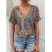 Paisley Print V Neck Top